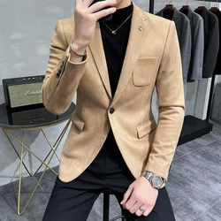 4XL Deerskin Leather Jacket Blazer Men Casual Slim Blazer Hombre Suit Leather Jacket Men Terno Masculino Men Clothing 6 Color