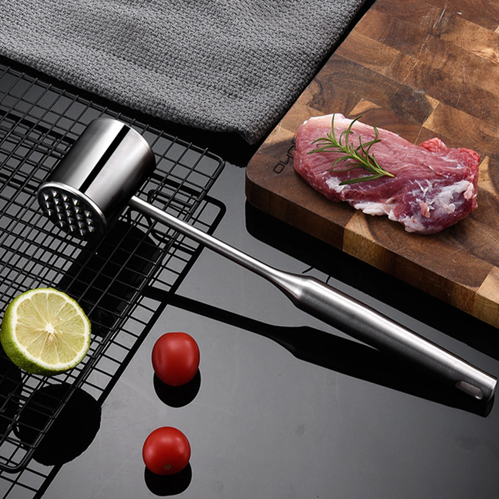 

Stainless Steel Meat Mallet Heavy Duty Kitchen Hammer For Steak Chicken Pork Tenderizing Non-Slip Handle Ground Beef