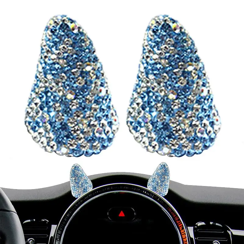 Devil Horns For Car 3D Sparkly Decoration Stickers Rhinestone Stickers Auto Decoration Steering Wheel Decor For Women