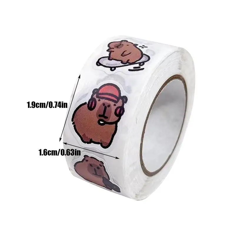  500Pcs per roll Cartoon Capybara Animal Stickers Cute Reward Sticker Notebook Suitcase Laptop Stickers Decal