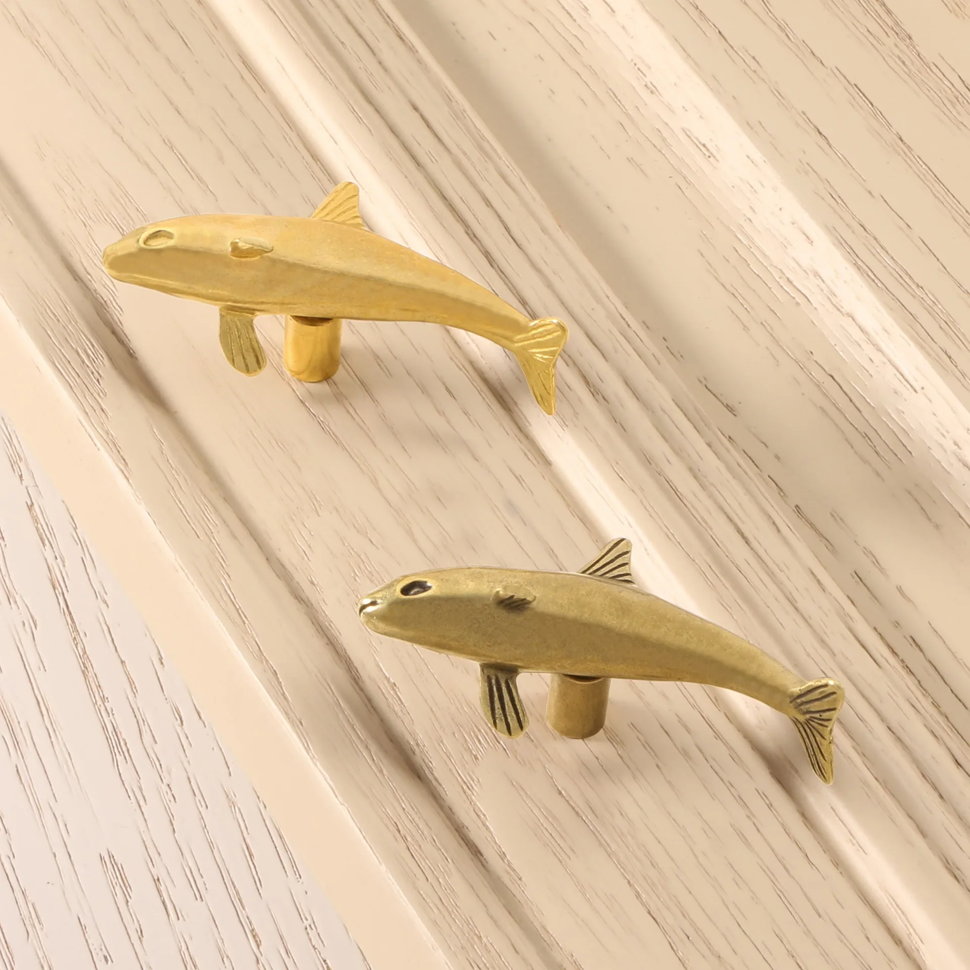 Brass Animals Furniture Handles Golden Dolphin Cabinet Handles Marine Fish Door Drawer Knobs Kitchen Wardrobe Cupboard Pulls Diy