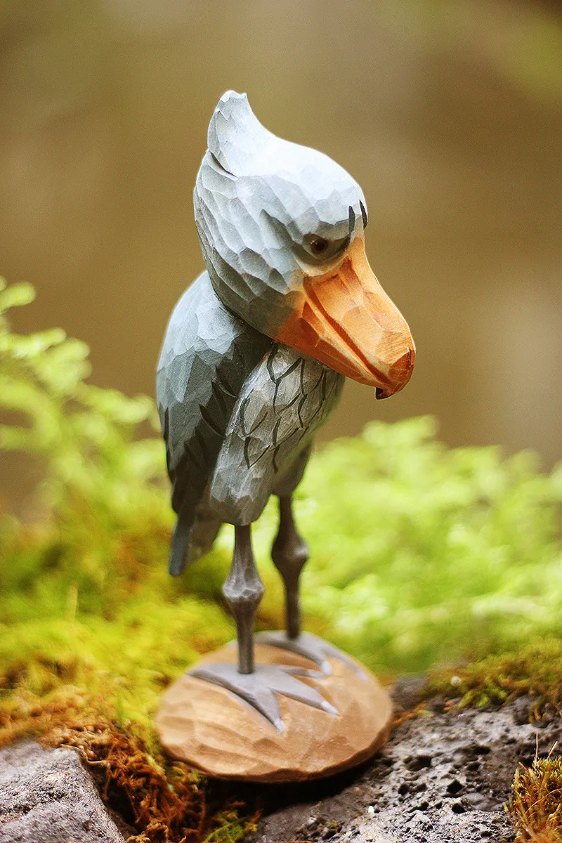 Wal-Kopf Storch Holzschnitzerei Vogel-Dekoration Rein Handgefertigte Massivholz Tier-Dekorationsobjekte Dekorative Wohnaccessoires – Detail 5