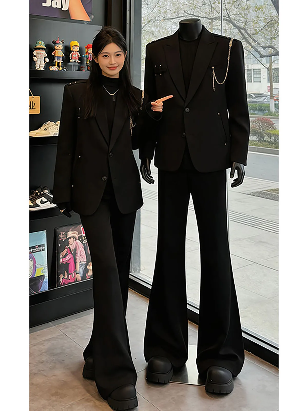 Black Tailored Straight Leg Pants Men's Casual Drapey Cleanfit Commute Slim Version Knife  West Pants Summer Leisure