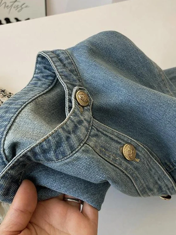 Retro Sle Women's ort Denim Jaet Loose Fit Slimming Top Spring Autumn New Arrival Casual Faion Outerwear