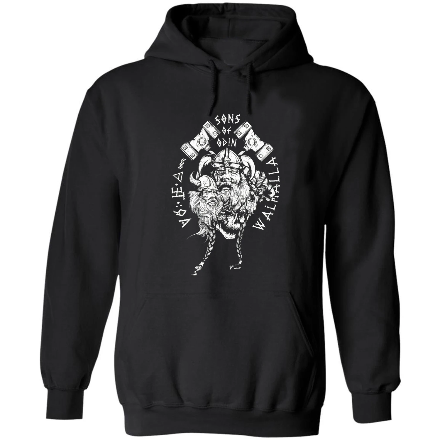 

Sons of Odin Nordic Warriors Valhalla Pullover Hoodie 100% Cotton Comfortable Casual Men Sweatshirt Retro Norse Style Streetwear