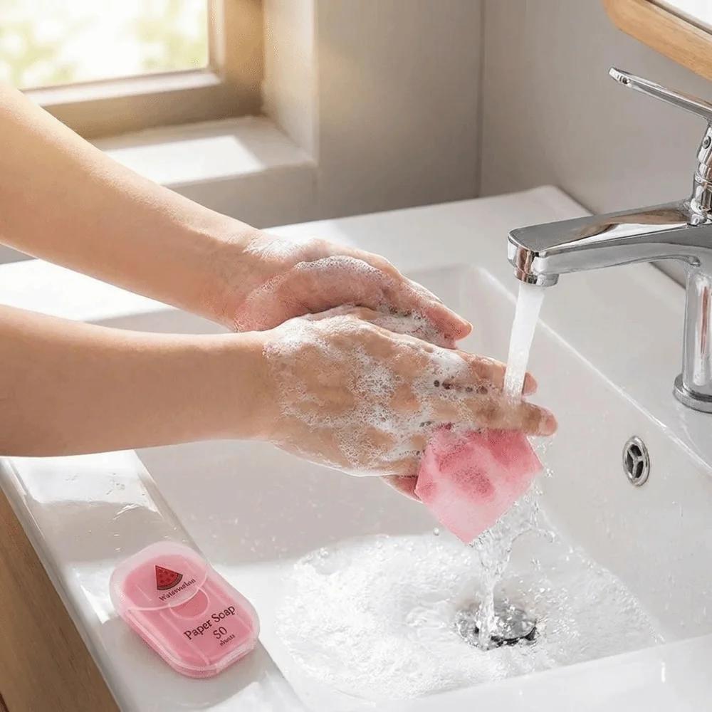 Mild Quick-Dissolving Soap Paper Non-Irritating Universal Plant Extract Soap Paper Cleaning Supplies Light and Thin