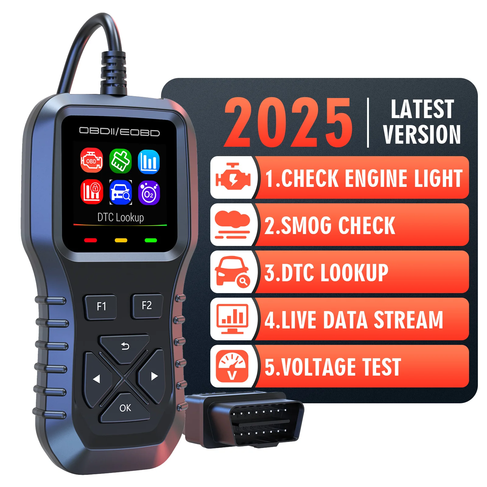 

K1 OBD2 сканер для проверки считывателя кодов двигателя, диагностический инструмент для автомобиля с кодами чтения, стираемые коды, потоковая передача данных, цветной экранный дисплей