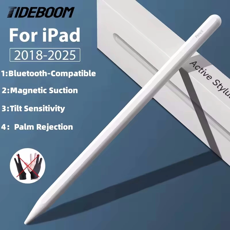 قلم ستايلس لقلم أبل مع شحن لاسلكي لرفض راحة اليد وحساسية الميل قلم رصاص نشط لجهاز iPad2018-2025mini5/6Pro12.9