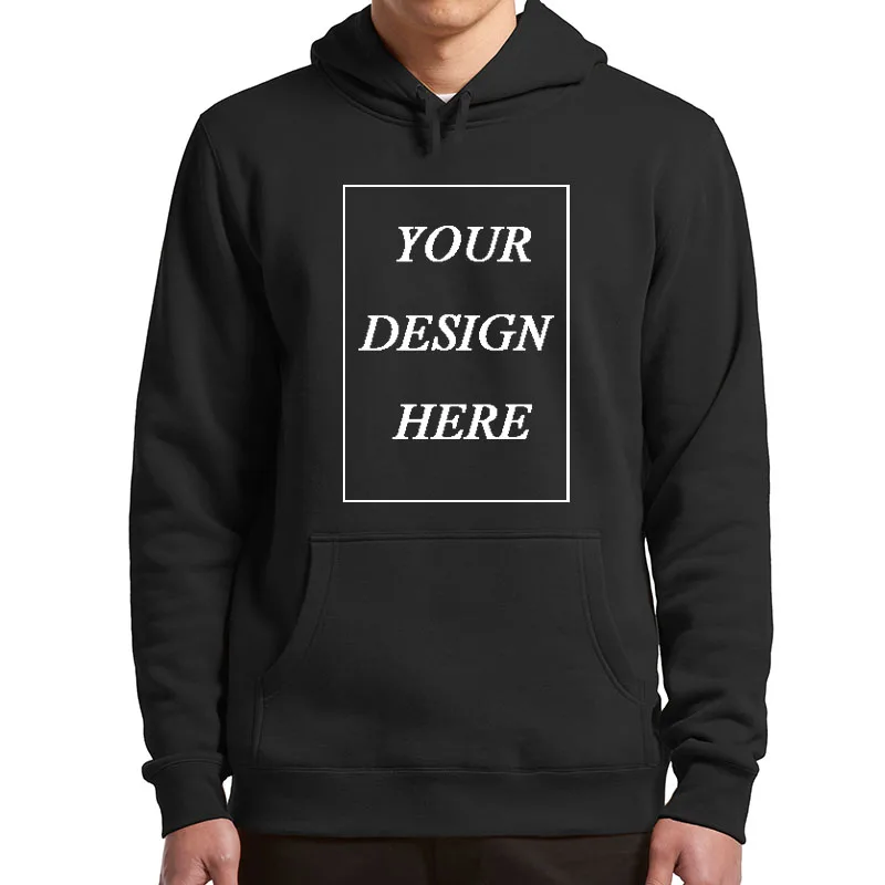 Homens e mulheres de manga longa moletom macio do velo, Hoodies personalizados, adicione seu texto, tops