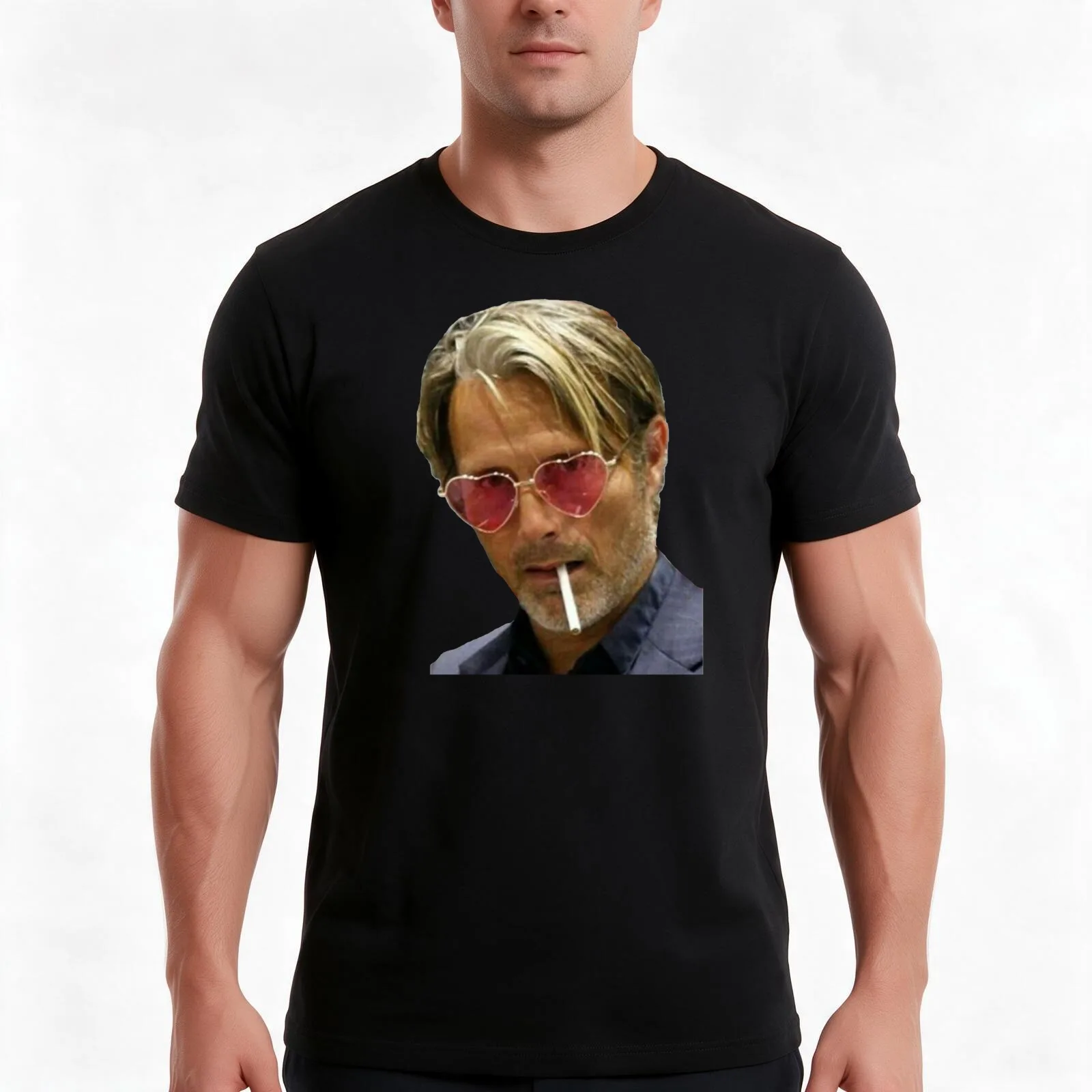 Mads Mikkelsen T-Shirt Summer Casual Cotton Tee Oversized Streetwear Tops Vintage Graphic Print Loose Fit Short Sleeve