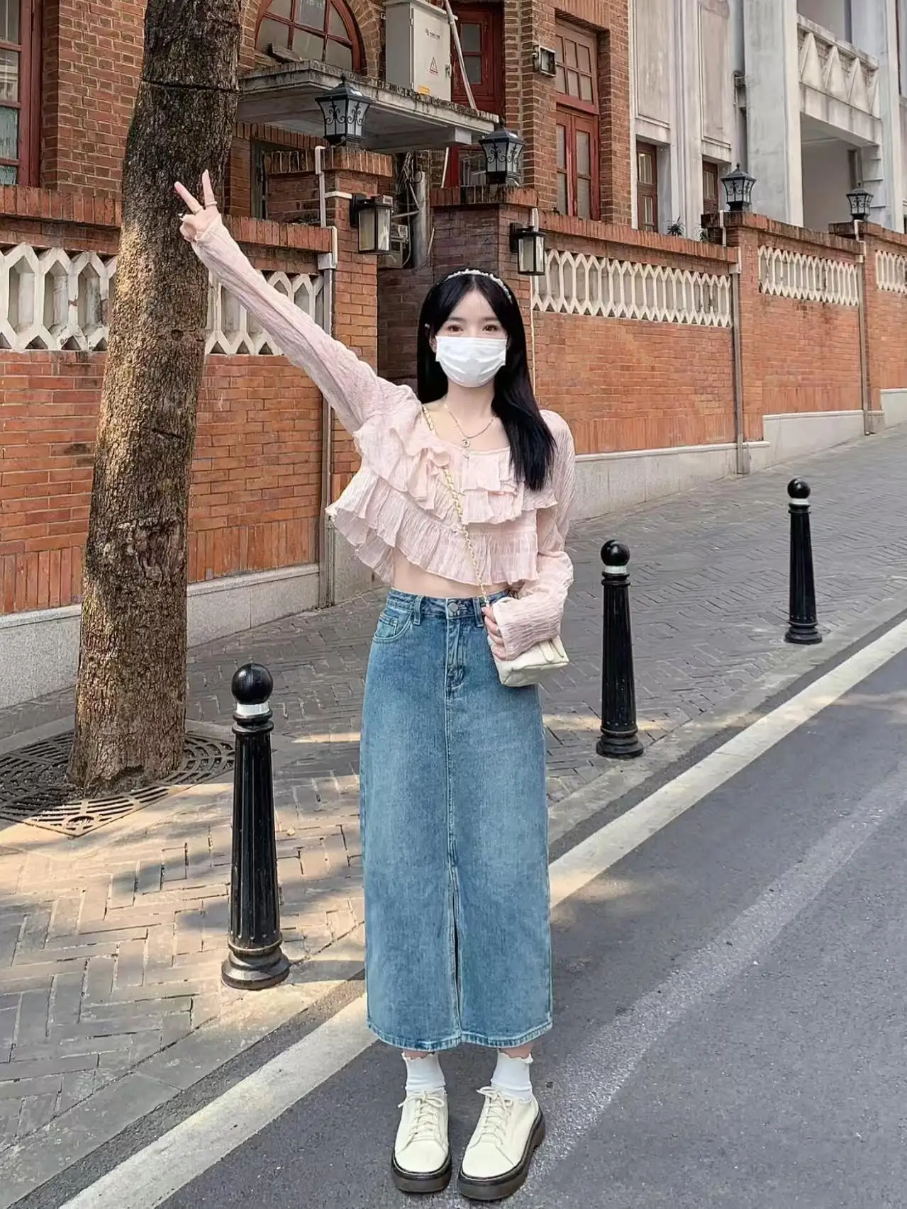 Koreanische Sle Einfache Ins Casual Hohe Taille Abnehmen frauen Mid-Länge Denim Rock Vielseitig A-linie Rock für Junge mädchen