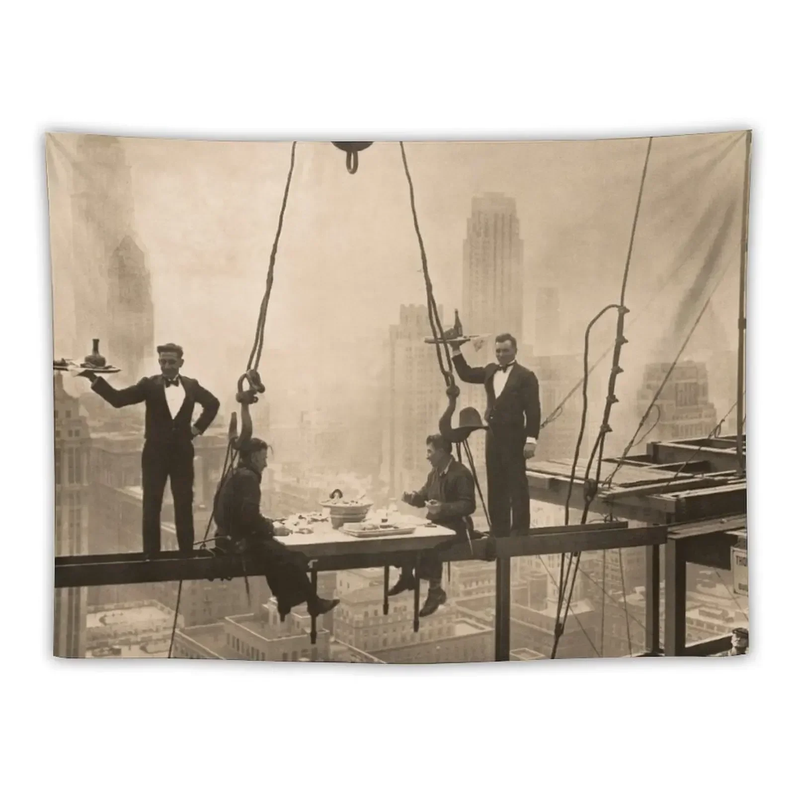 Lunch Atop A Skyscraper, Ironworkers Lunchtime Tapestry Decoration For Bedroom Wall Decoration Tapestry