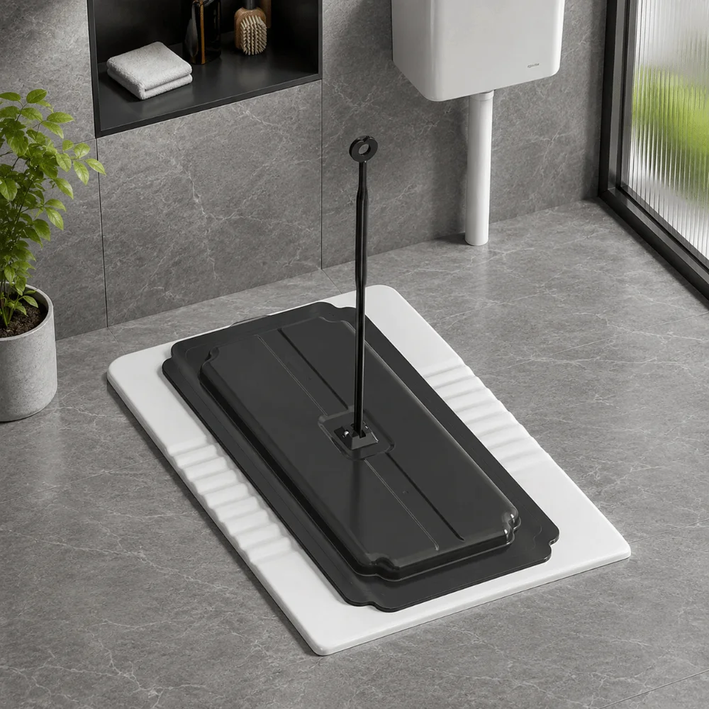 Sturdy Plastic Toilet Odor Stopper Foldable Handle Anti-Slip Surface Anti-Slip Pan Cover Close Sealing Lightweight Structure
