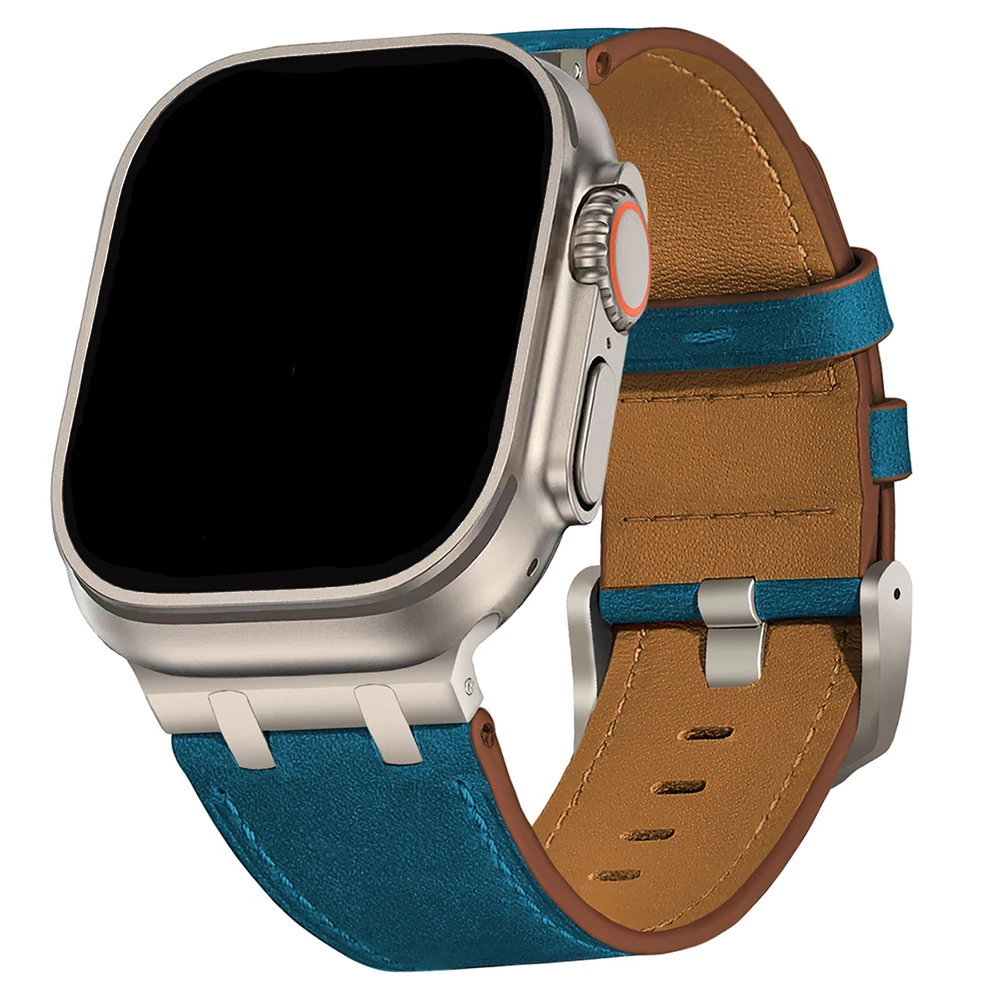 CAOWTAN Lederarmband für Apple Watch Ultra 3 2 49mm Serie 11 10 46mm Luxus-Armband für iWatch 10 9 8 7 6 5 4 SE Ultra 44 45mm 5