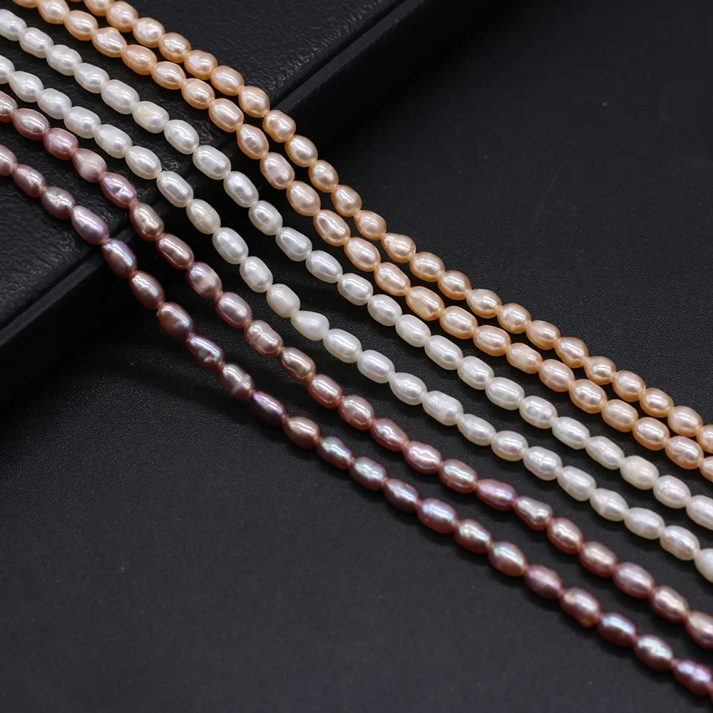 

Natural Freshwater Pearl Rice Shape Beaded 3-3.5mm Jewelry Making For Necklace Accessories DIY Charm Gift 36CM