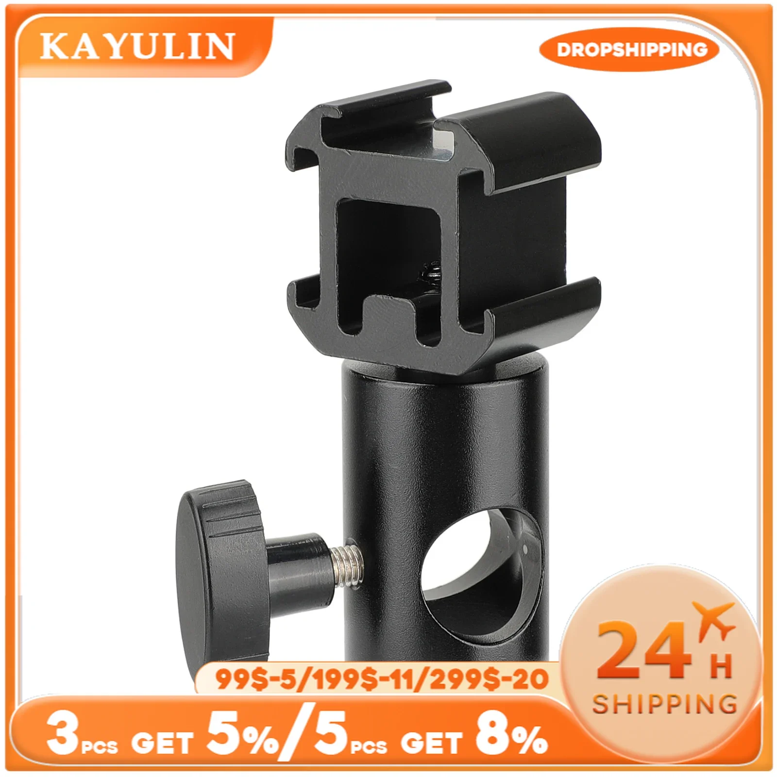 KAYULIN Three Head Hot Shoe Mounting With 16mm Rod Clamp For Photography Fill Light Monitor Microphone For Nikon Canon Sony