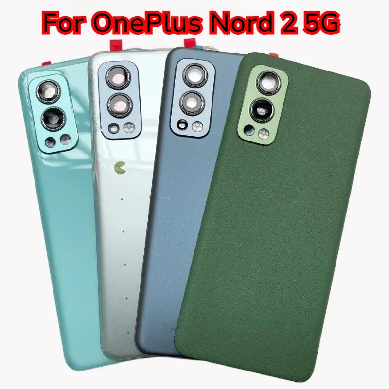 For OnePlus Nord 2 5G Rear Housing Cover One Plus Nord2 Back Door Glass Repair Battery Case +Camera Lens Glue