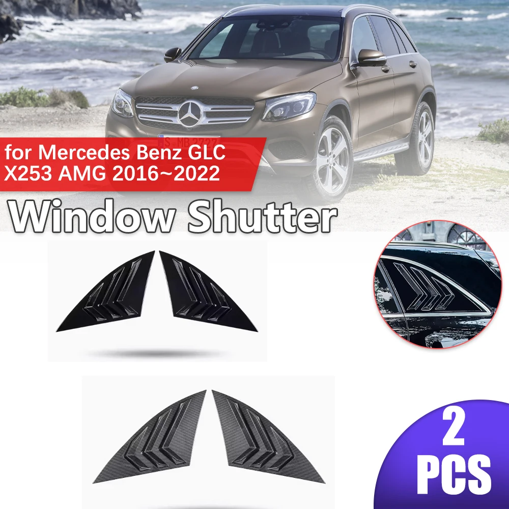 

Car Shutter for Mercedes Benz GLC X253 250d AMG 2016~2022 Carbon Fiber Side Window ABS Louvers Triangular Sticker Accessories