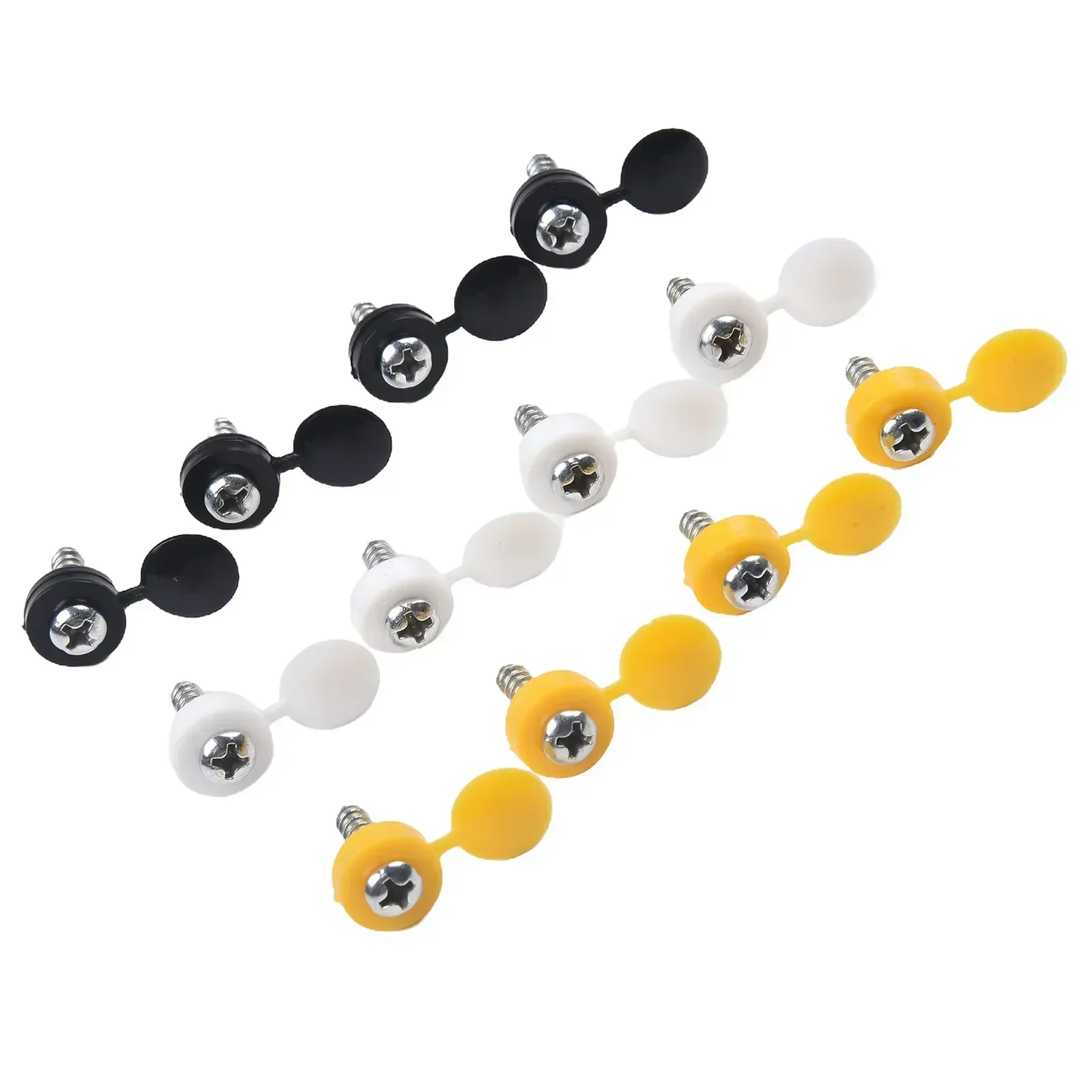 White/ Black/ Yellow Plate Screws Cap Set For Car Number Plate Decor Vehicle License Plate Fittings 7*20mm Replacement Clips