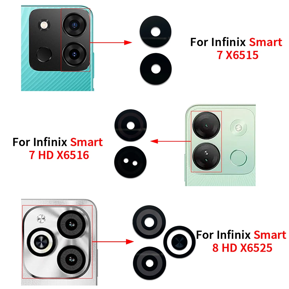 10Pcs\Lot Tested Well Camera Glass For Infinix Smart 7 8 HD X6516 X6515 Zero 20 Rear Back Camera Lens Glass