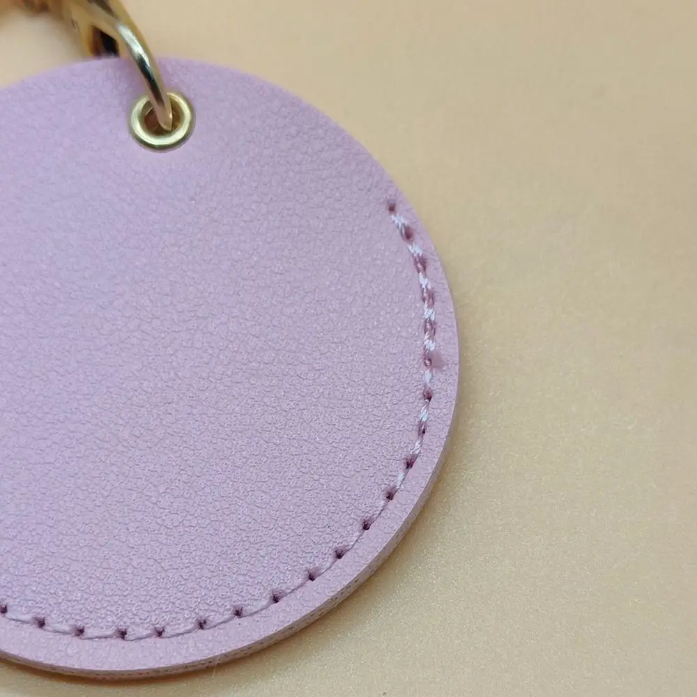 Simple Round Case Key Chain Portable PU Leather Card Protective Cover Key Ring Anti-lost Creative Access Control Card Cover