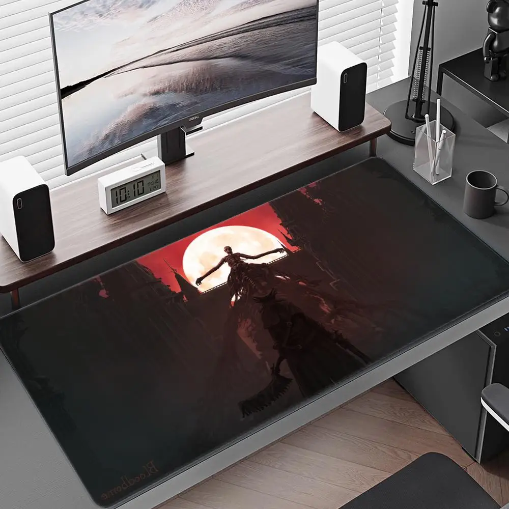 PC Gamer Rubber Desk Mat Anime Bloodborne Large Mousepad XXL Locking Edge Mousepad Office Non-Slip Keyboard Pads Gifts For Boys
