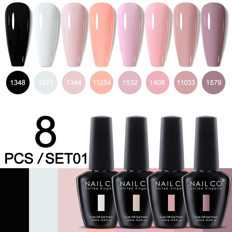 

NAILCO Гель-лак для ногтей, набор из 8 шт., неоновый дизайн ногтей, весна-лето, полуперманентный лак, набор для маникюра, гибридный гель Soak Off UV LED