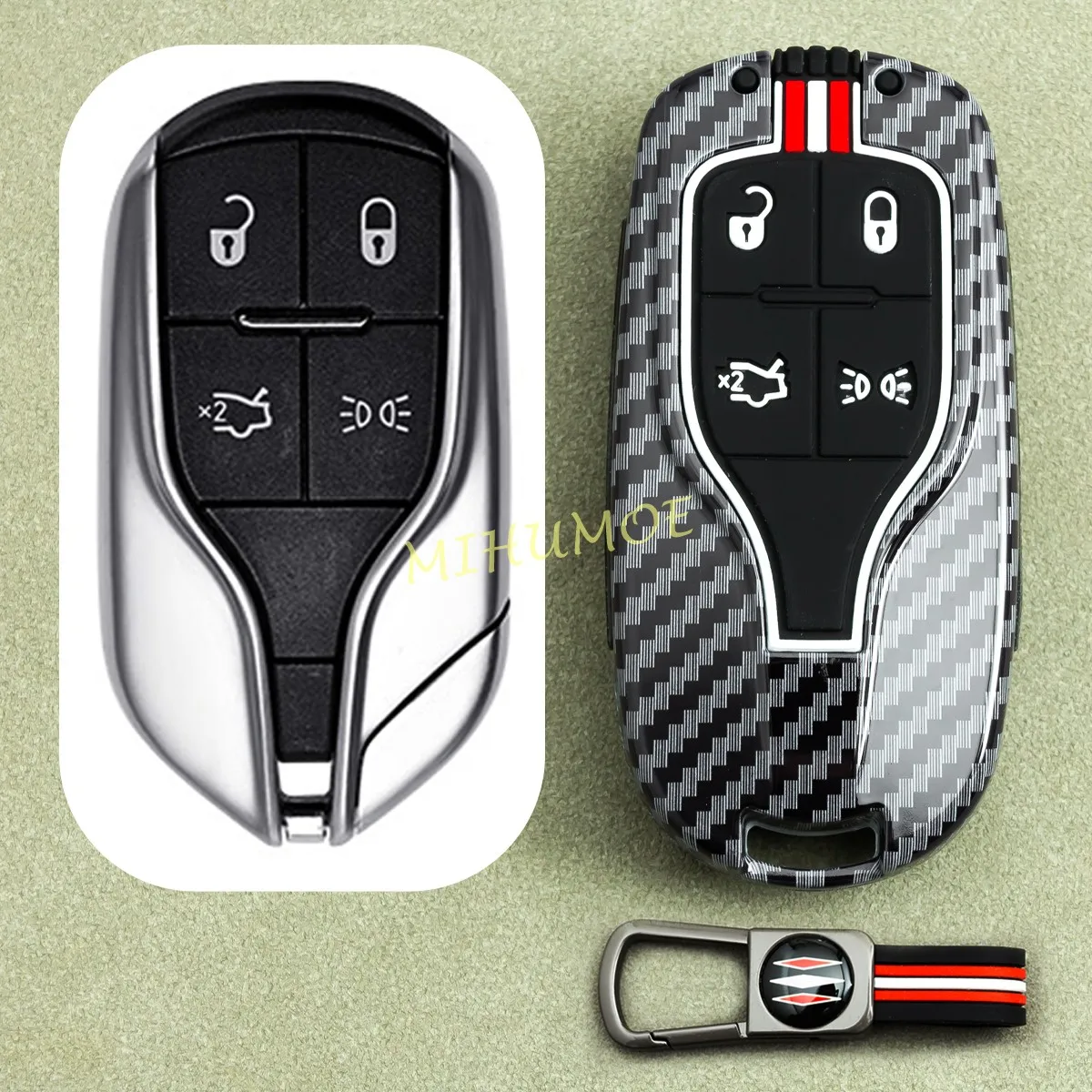 

For Maserati Ghibli Levante Quattroporte 2017-2024 Zinc Alloy Car Remote Key Fob Cover Case Keychain Ring Holder Accessories