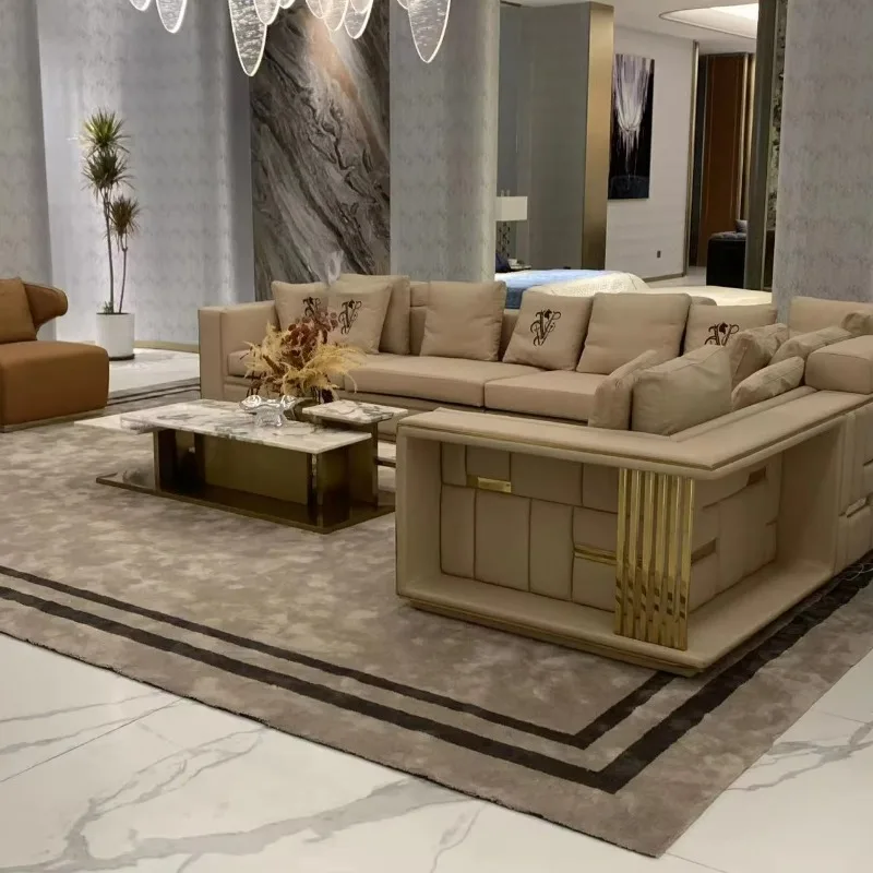 Furniture L-shaped living room sofa large set modern luxury leather sofa home luxury