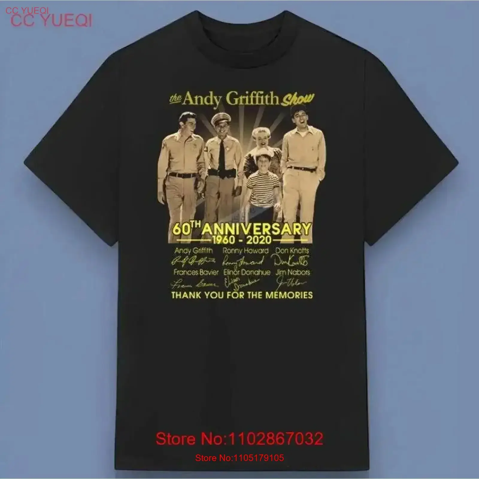 The Andy Griffith Show 60th Anniversary 1960 2020 Signatures Retro T shirt vintage Washed fashion Stylish Casual Soft vintage