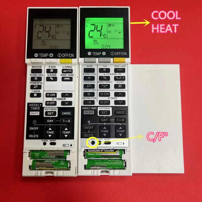 Remote Control ES-AC072 Use for Mitsubishi Air Conditioner Conditioning Controller with Backlit Heat and Cool C/F