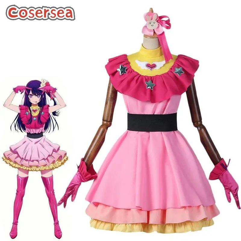 

Cosersea Ai Hoshino Косплей Костюм Аниме Oshi No Ko Ai Hoshino Premium Edition Женское розовое платье Хэллоуин Cos Outfit Fullset