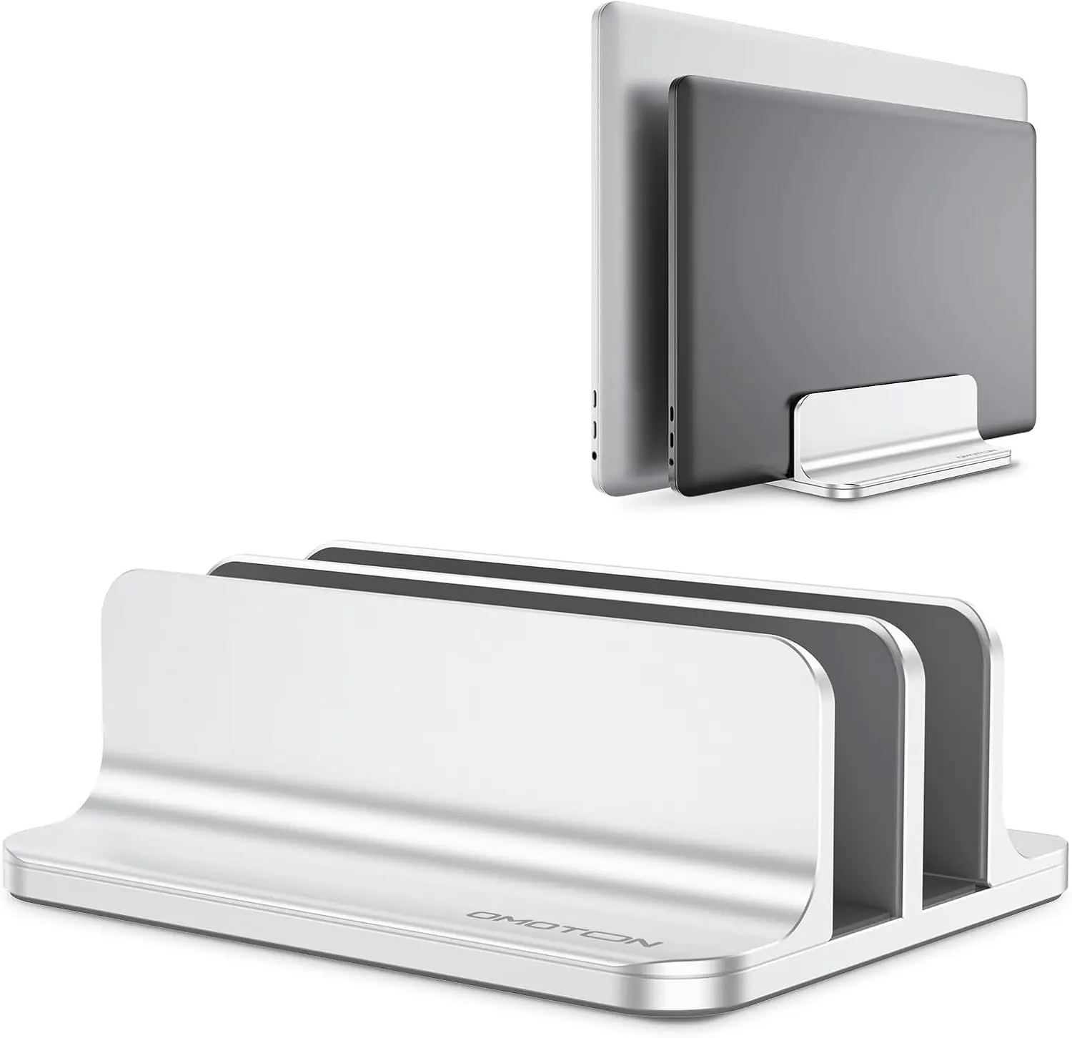 

Регулируемая алюминиевая подставка для ноутбука для двух устройств, подходит для ноутбуков до 17,3 дюймов, с противоскользящей защитой.