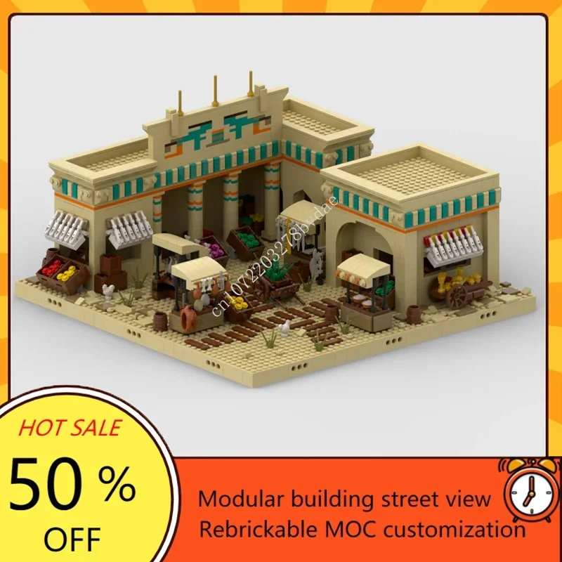 9916PCS Customized MOC Ancient Egypt Diorama Desert Village Houses Model Building Blocks Bricks DIY Assembly Toys Christmas Gift