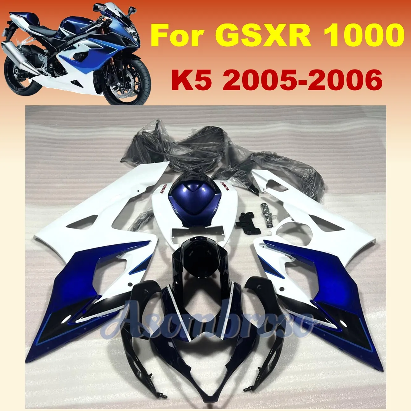 

ABS Plastic Fairing Kit fit For GSXR1000 2005 2006 K5 GSXR 1000 05 06 blue white black body Protective cover