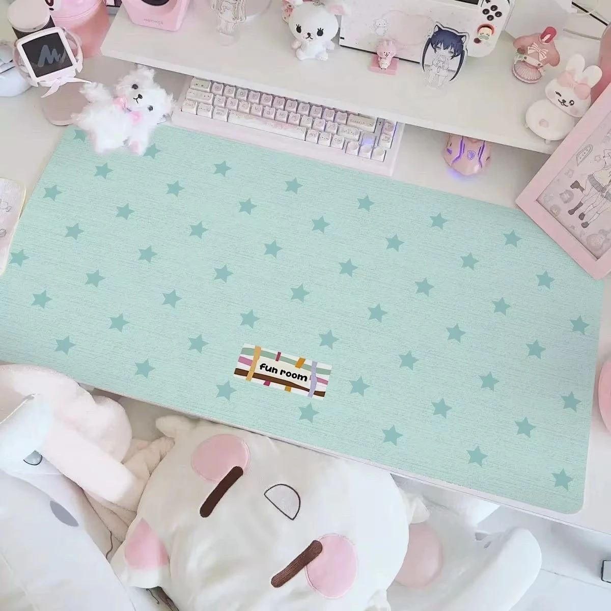 PU Leather Desk Mat Sweet Cool Dopamine Stars Mouse Pad Waterproof Non-Slip Laptop Office Desk Mat Desk Blotter Gaming Mousepad