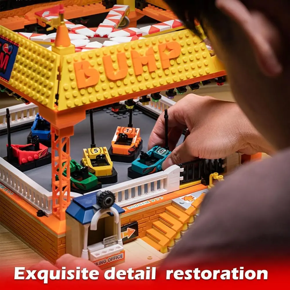 Ensemble de voitures de pare-chocs électriques pour enfants, jouet de construction de parc d'attractions de 1840 pièces, adapté aux âgés de 8 ans, idéal pour les garçons et les filles, E