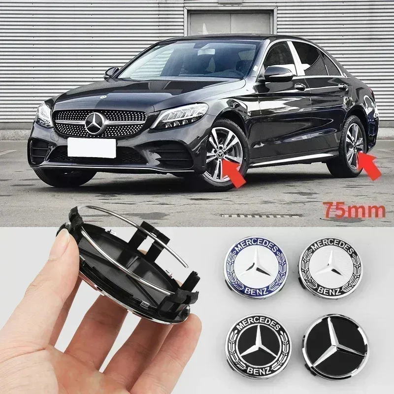 4pcs 75mm Car Wheel Center Hub Cap Badge Cover For Mercedes Benz A C GLC GLA W205 W204 W203 W212 W211 W213 W210 W164 A1714000025