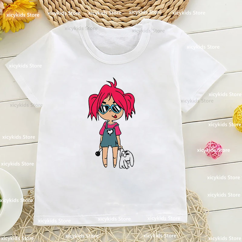 Camiseta con estampado gráfico de Karol G Bichota para niña, ropa de moda Harajuku para niña, Top de manga corta de verano, venta al por mayor