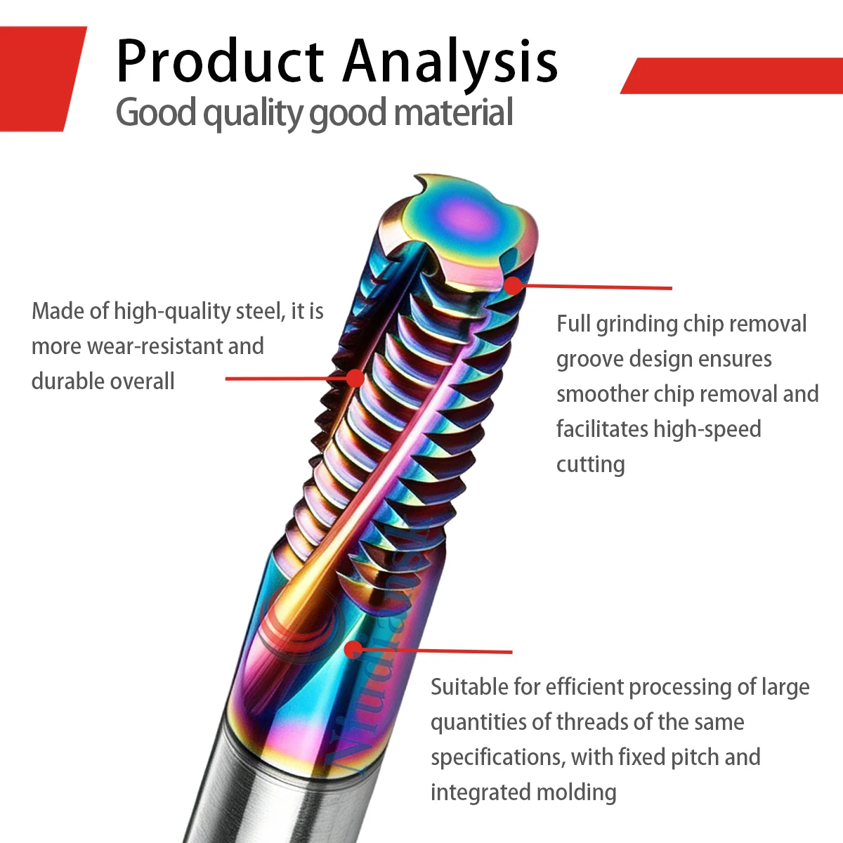 60 Degree Thread Milling Cutter Three Tooth Full Tooth M1.8-M12 Processing Steel Parts Stainless Steel Copper Aluminum Cast Iron