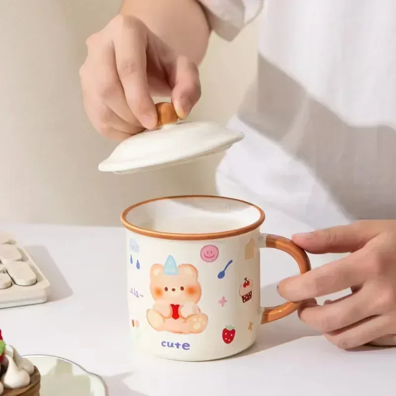 Mug Cup Coffee Milk Tea Water with Lid Handle Cute Funny for Girls Children Friends Women Gift Gifts Ceramic Cups Mugs