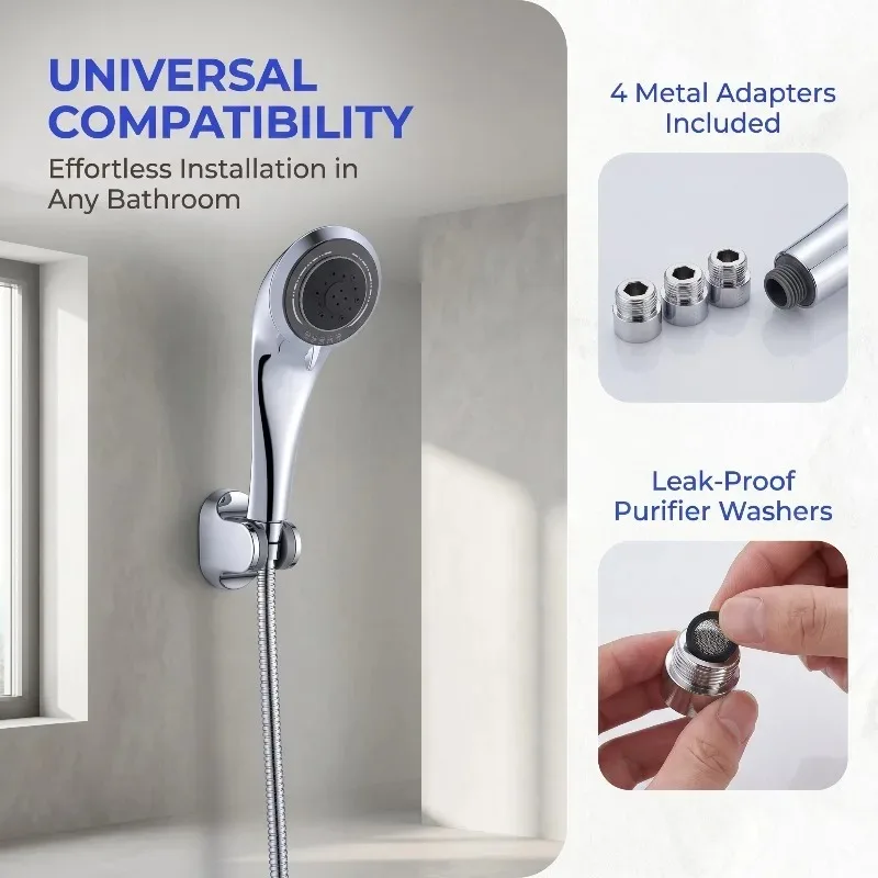 Serpentine silver handheld shower, pressurized micro-bubble spray, American shower showerhead to enhance the shower experience
