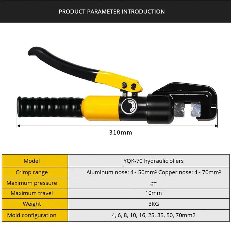 Hydraulic Hand Crimping Pliers Set 4-70mm² Cable Terminal Crimping Pliers Small Manual Multi-function Hydraulic Crimping Tool