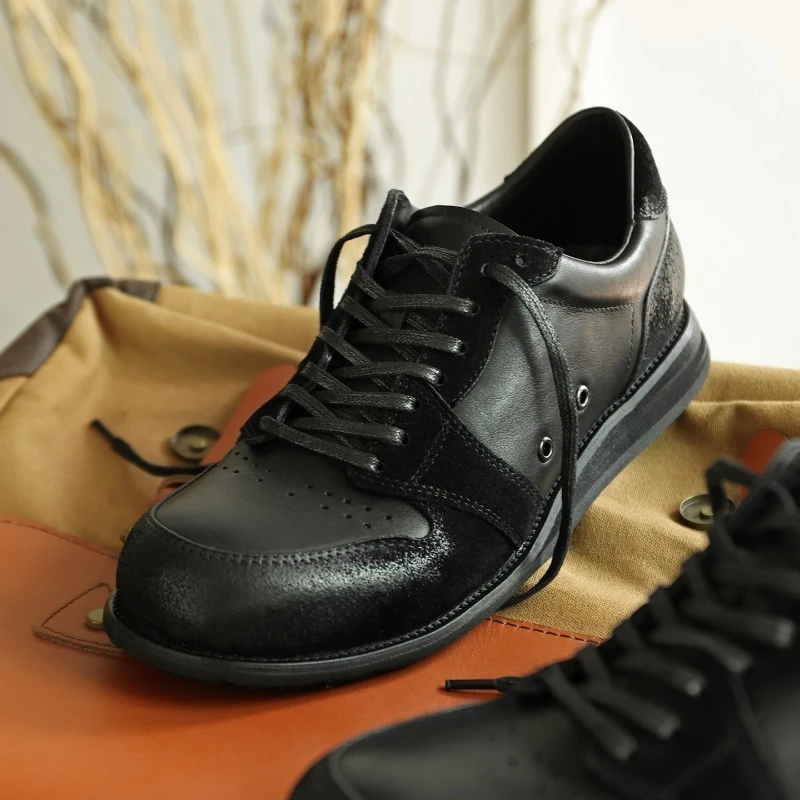 

British Retro Genuine Leather Derby Shoes Men's Breathable Sport Casual Cowhide Designer Luxury Leather Shoes Male Flats