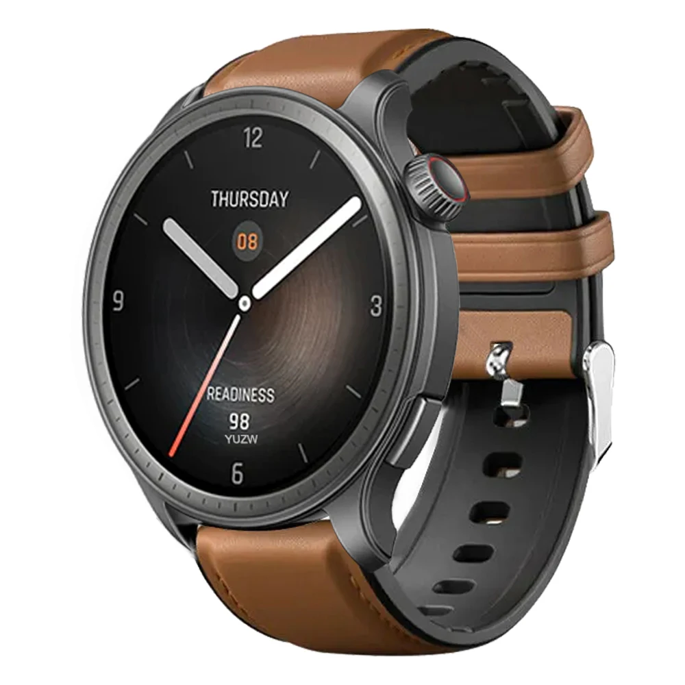 22 mm skórzany + silikonowy pasek do zegarka Huami Amazfit BALANCE/Cheetah Pro Bransoletka Amazfit GTR 4 3 2e 47 mm Bip 5 Paski zamienne