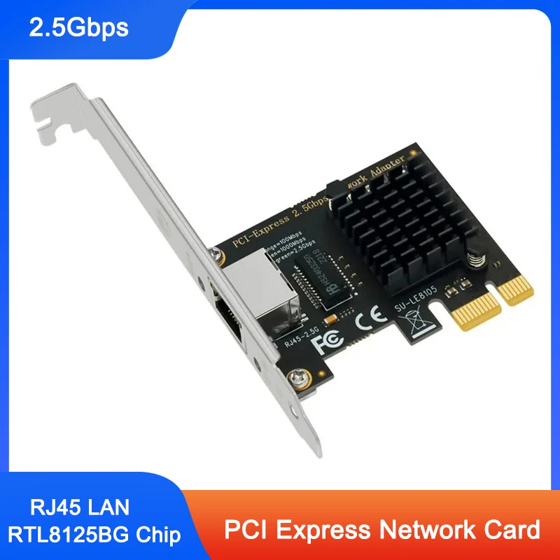 

PCI Express Network Card RTL8125GB Gigabit Ethernet PCIE Network Card 2.5Gbps LAN Adapter 1Port RJ45 Network Card for Desktop PC