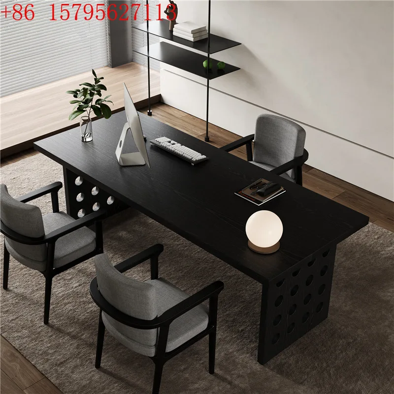 

Solid wood desk Student living room Large writing table Light luxury modern double desk