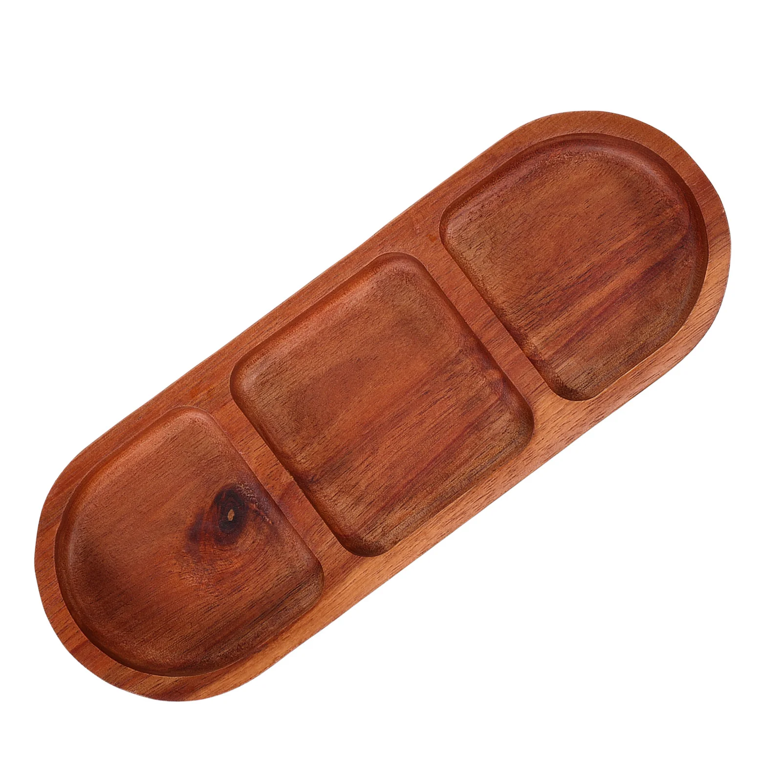 

Wooden Divided Serving Tray Solid Wood 3 Section Appetizer Plates For Dipping Sauce Condiments Natural Acacia Wood Snack