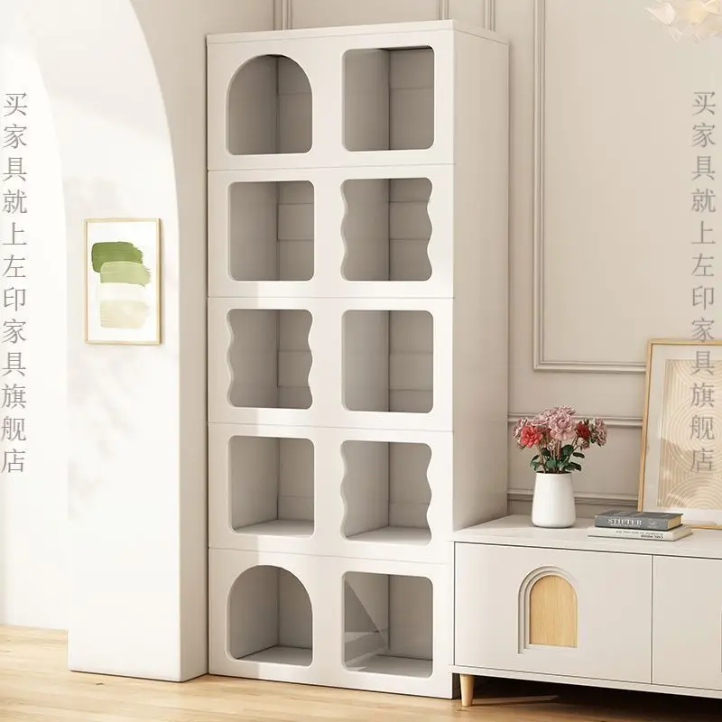 

Cream Wind Bookcase Floor Shelf Wall Storage Display Cabinet Creative Lattice Bookshelf Storage Cabinet Children's Bookshelf