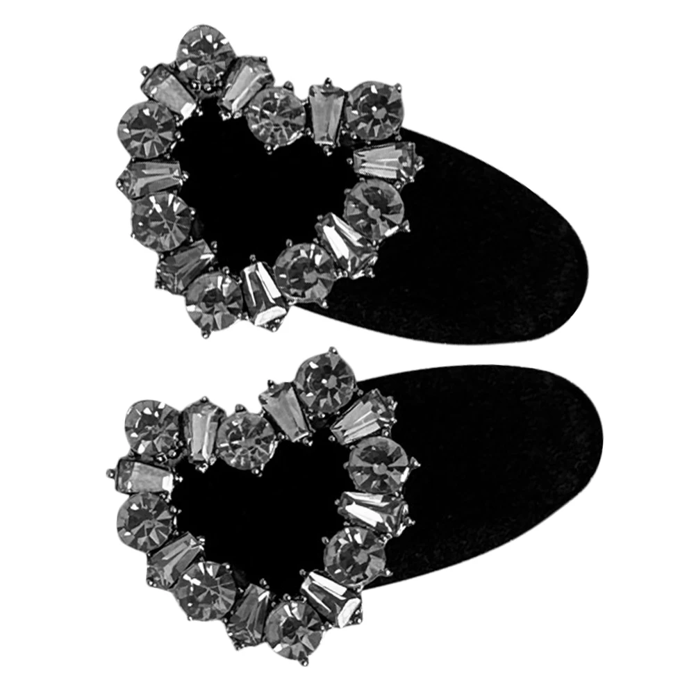

2pcs Flash Diamond Hair Clips Heart-shaped Small Accessories for Women Girls Teen Tiny Cute Mini Hair Decorations